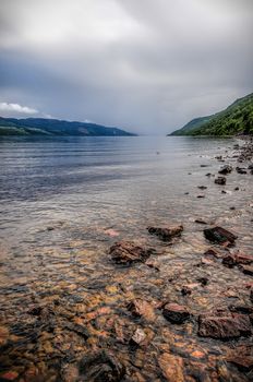 Image of a typical stormy day in Loch Ness in Scotland