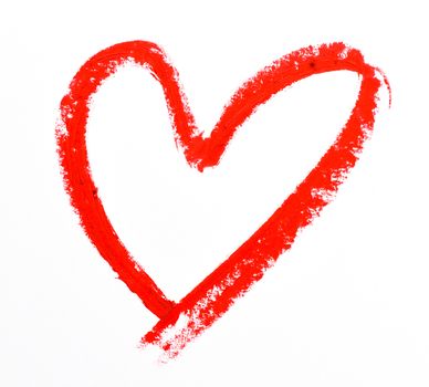 lipstick heart shape on white background