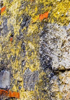 an Ancient stone wall, background texture, macro