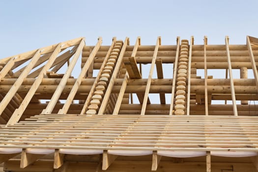 Fragment of the roof timbered houses built on the wasteland