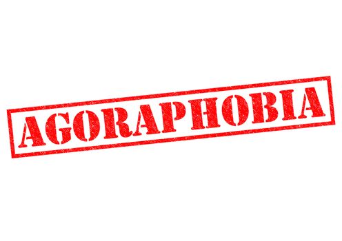 AGORAPHOBIA red Rubber Stamp over a white background.