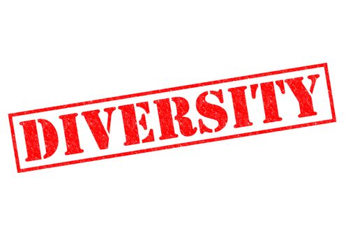 DIVERSITY red Rubber stamp over a white background.