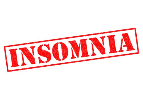 INSOMNIA red Rubber Stamp over a white background.