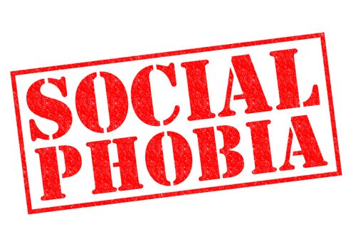 SOCIAL PHOBIA red Rubber Stamp over a white background.