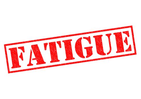 FATIGUE red Rubber Stamp over a white background.