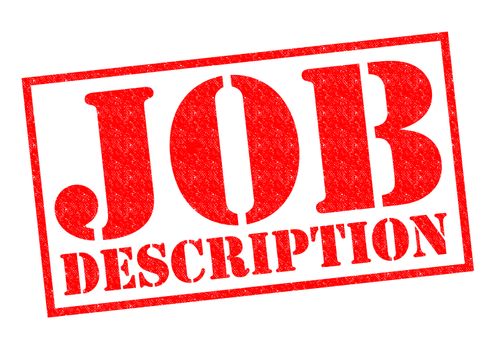 JOB DESCRIPTION red Rubber Stamp over a white background.