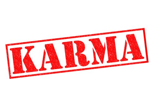 KARMA red Rubber Stamp over a white background.