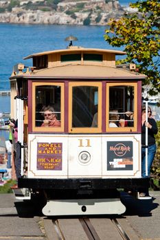 SAN FRANCISCO - NOVEMBER 2nd: The Cable car tram, November 2nd, 2012 in San Francisco, USA. The San Francisco cable car system is world last permanently manually operated cable car system. Lines were established between 1873 and 1890.