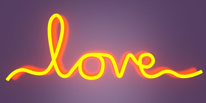 Glowing Love. 3D rendered Illustration.