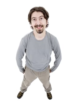 young casual man full body in a white background