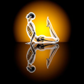 A lookalike of the King Cobra Yoga pose. 3D illustration.