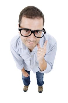 young casual man full body in a white background