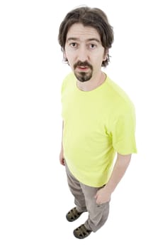 young casual man full body in a white background