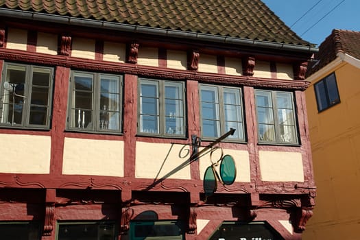  Traditional colorful vintage design half timbered wooden house Germany                              