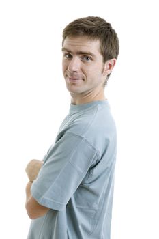 young casual man portrait, isolated on white