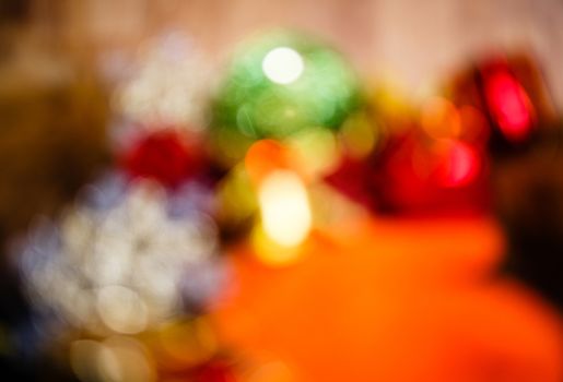 Christmas colorful abstract background in defocus shot closeup