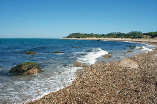 View of the beach on Block Island located in the state of Rhode Island USA.