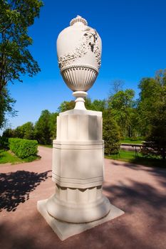 Vase of stone stand in Peterhof