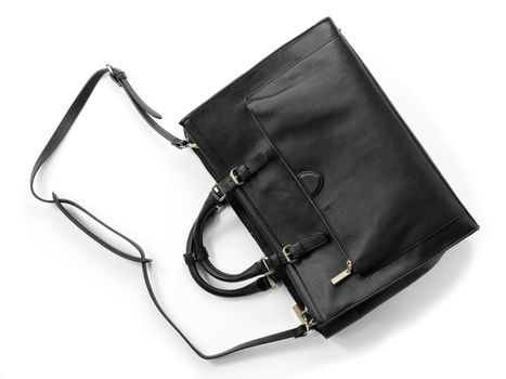 woman's handbag from top view on white background