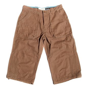 brown men's  cargo combat shorts on a white background
