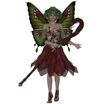 A fairy is a mythical creature of folklore and mystery dressed the colors of summer.