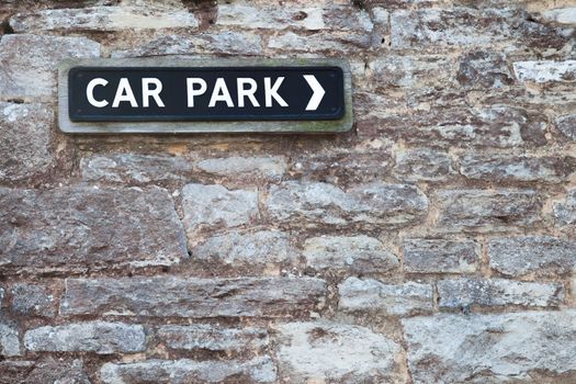 Sign for Car Park on a slate wall