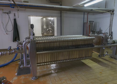 Beer filter installation at Brewery 'Het Sas' in Boezinge, Belgium.