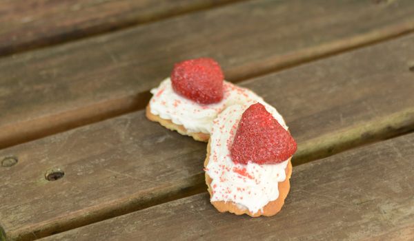 summertime cookies with buttercream icing and strawberries