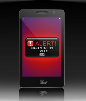 Illustration depicting a phone with a stress alert concept.