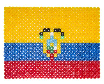 Flag of Ecuador made of plastic pearls