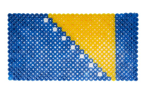 Flag of Bosnia-Hierzigovina made of plastic pearls