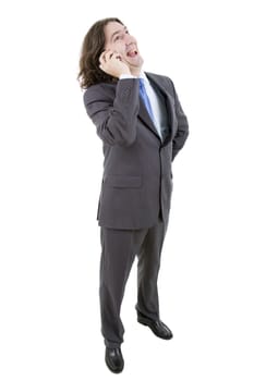 young business man on the phone, isolated