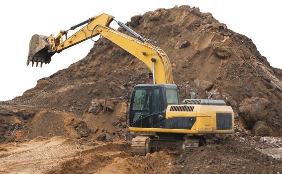 Excavator machine for work on dumping ground