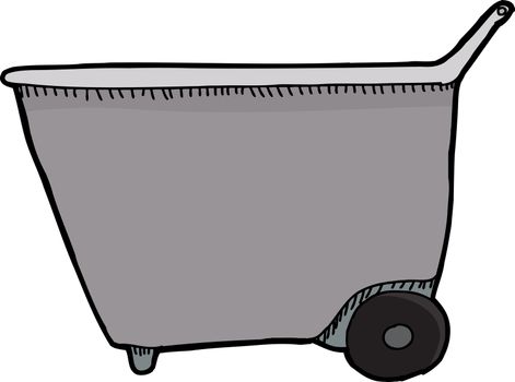 Side view of empty wheel barrel on white background