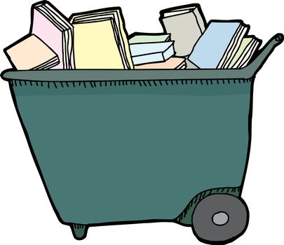 Isolated library cart with pile of books over white background