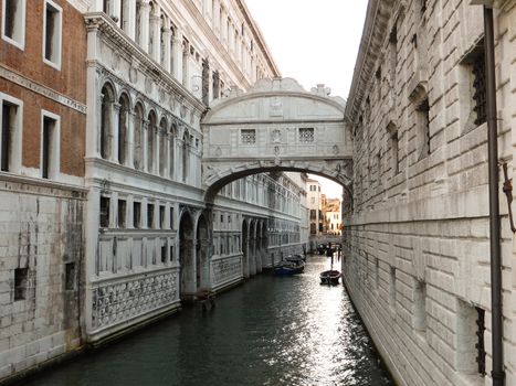 Venice, Italy - July 20, 2013: The Bridge of Sighs in Venice on July 20, 1013. The Bridge of Sighs is one of the most visited attractions in Venice and it was build in 1602.