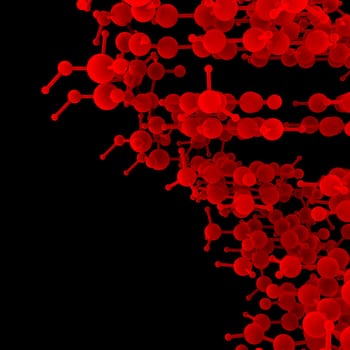 Red abstract molecule DNA on a black background