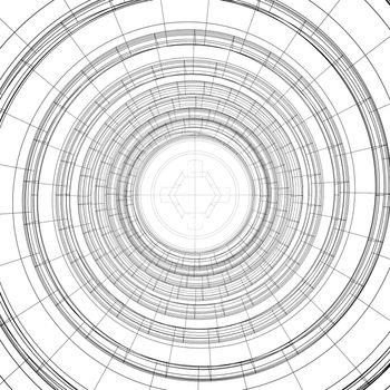 Wire-frame spiral. Isolated render on a white background