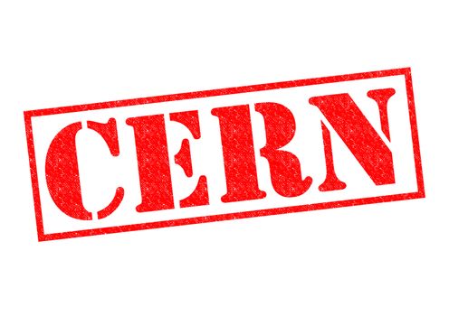 CERN red Rubber Stamp over a white background.
