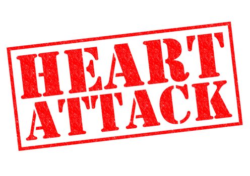 HEART ATTACK red Rubber Stamp over a white background.