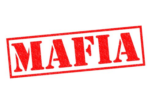 MAFIA red Rubber Stamp over a white background.