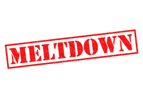 MELTDOWN red Rubber Stamp over a white background.