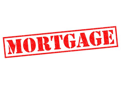 MORTGAGE red Rubber Stamp over a white background.