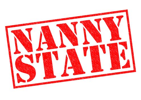 NANNY STATE red Rubber Stamp over a white background.