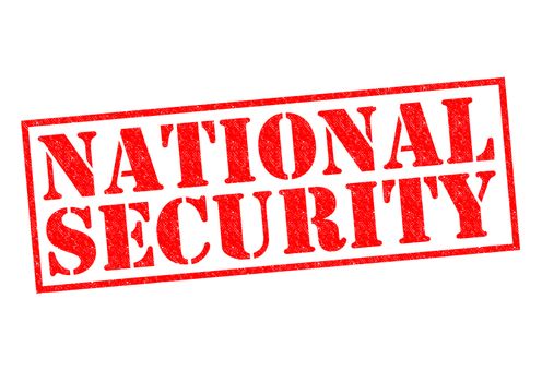 NATIONAL SECURITY red Rubber Stamp over a white background.