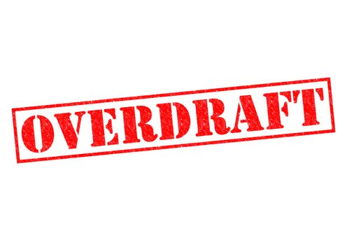 OVERDRAFT red Rubber Stamp over a white background.