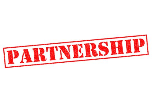 PARTNERSHIP red Rubber Stamp over a white background.