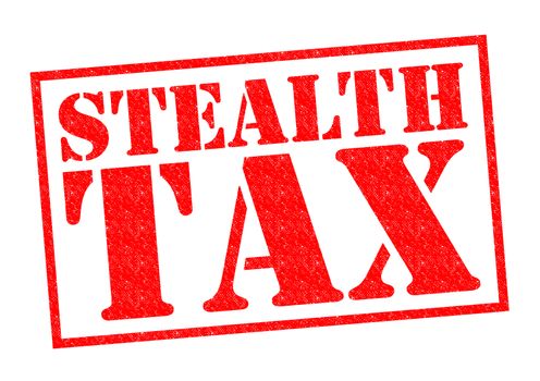 STEALTH TAX red Rubber Stamp over a white background.