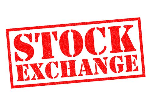 STOCK EXCHANGE red Rubber Stamp over a white background.
