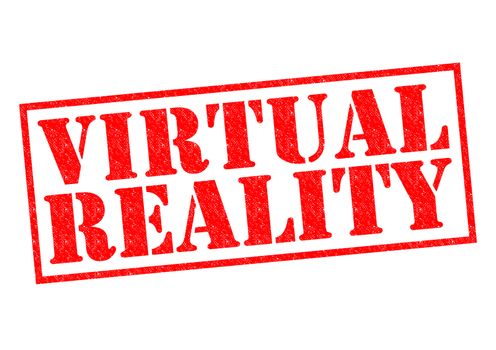 VIRTUAL REALITY red Rubber Stamp over a white background.